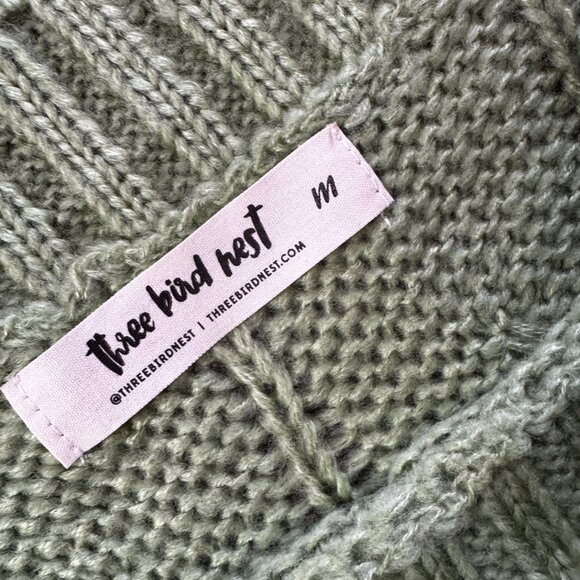 3BN Golden Hour Bubble Sleeve Sweater Dress Medium Light Green - Picture 3 of 5